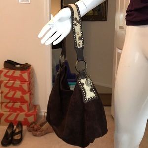 LEATHEROCK Suede Purse w/ Cowhide & Swarovski